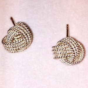 Sterling Silver Love Knot Earrings Stud  Marked 925 Vintage Dainty Boho Glam